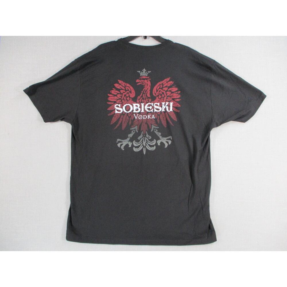 Sobieski Vodka Black Distressed‎ Graphic Polish Eagle Mens T-Shirt Size XXL